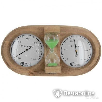 Термометр с гигрометром Банные штучки Банная станция с песочными часами в Тюмени